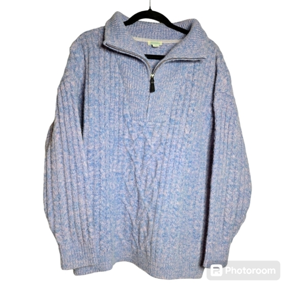 SUNDANCE Purple Cableknit Sycamore Sweater Size Large - Picture 2 of 6